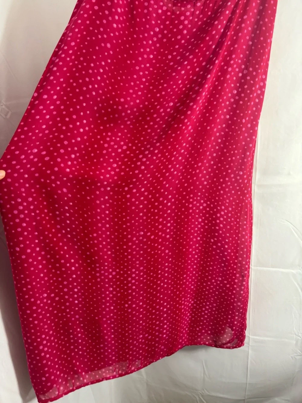 VTG‎ Fuschia Polka Dot Boho Funky Romantic Maxi Skirt Size L